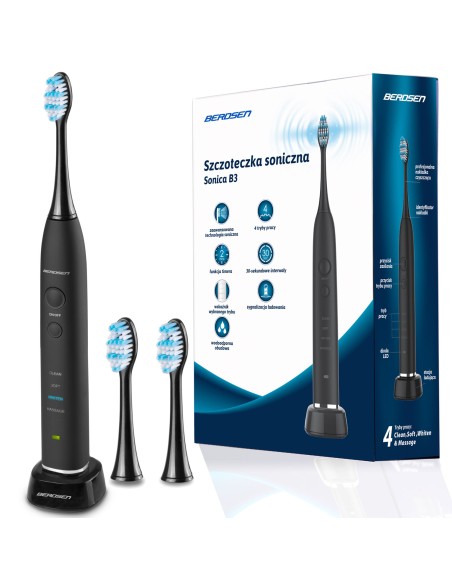 Sonica B3 sonic juodas dantų šepetėlis