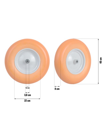 Bekamerinis karučio ratas 4.00-8 oranžinė ir balta Bekamerinis karučio ratas 4.00-8 oranžinė ir balta