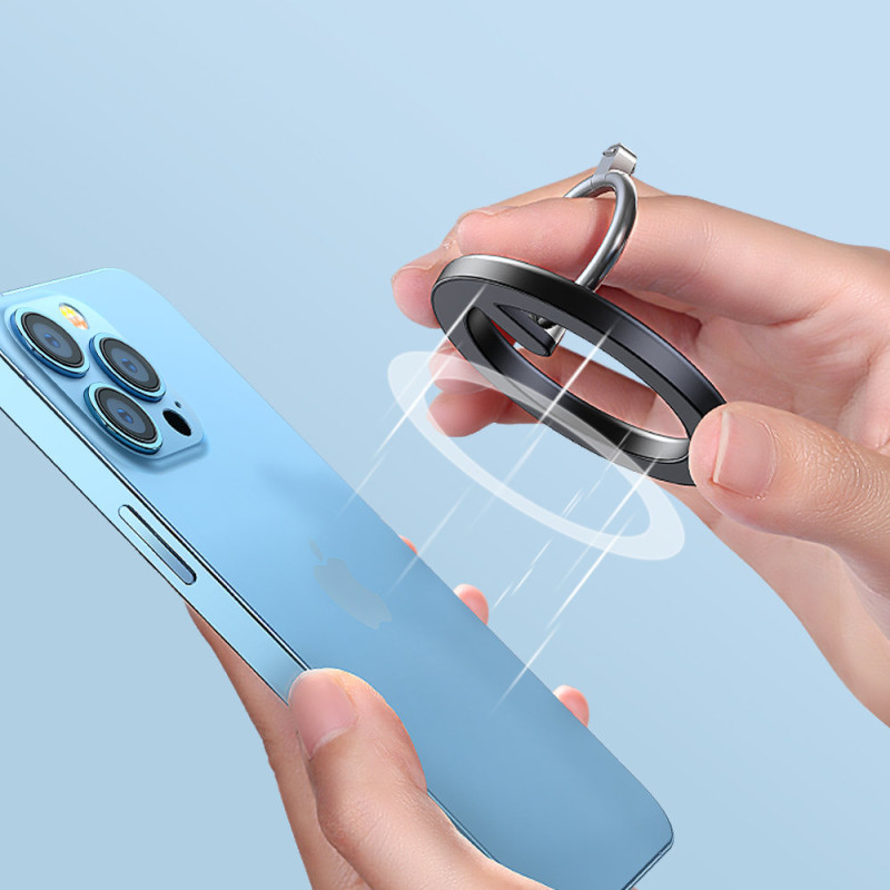 Automobilinis laikiklis yra magnetinis telefono žiedo stovas juodas