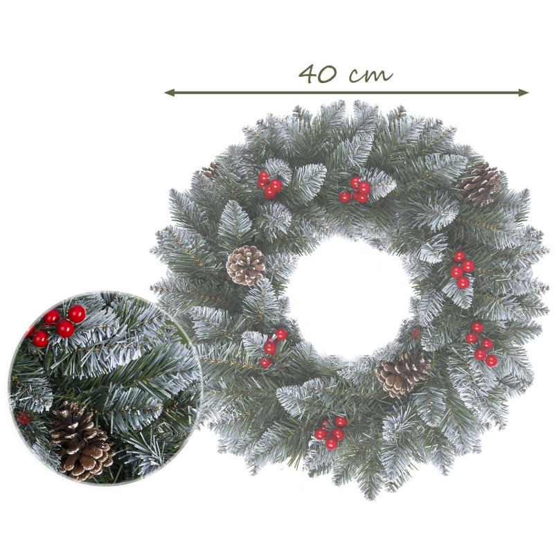 Kalėdinis galvos apdangalas 40 cm kūgiai, šermukšnis Plonos 4838