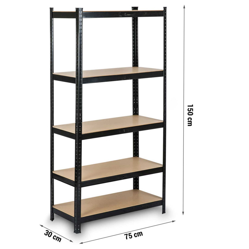 Metalinė laikymo lentyna 150 x 75 x 30 cm Humberg HR-811 juoda