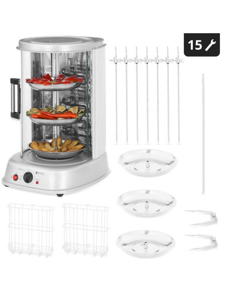 MINI grilis kebabas grilis giroskopas žuvis daržovių vertikalus 4in1 1800W Royal Catering RCGV-1800 MINI grilis kebabas grilis giroskopas žuvis daržovių vertikalus 4in1 1800W Royal Catering RCGV-1800