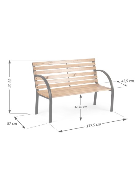 Parko suolas su atlošu 117,5 x 83 x 57 cm Luca Sofotel Parko suolas su atlošu 117,5 x 83 x 57 cm Luca Sofotel