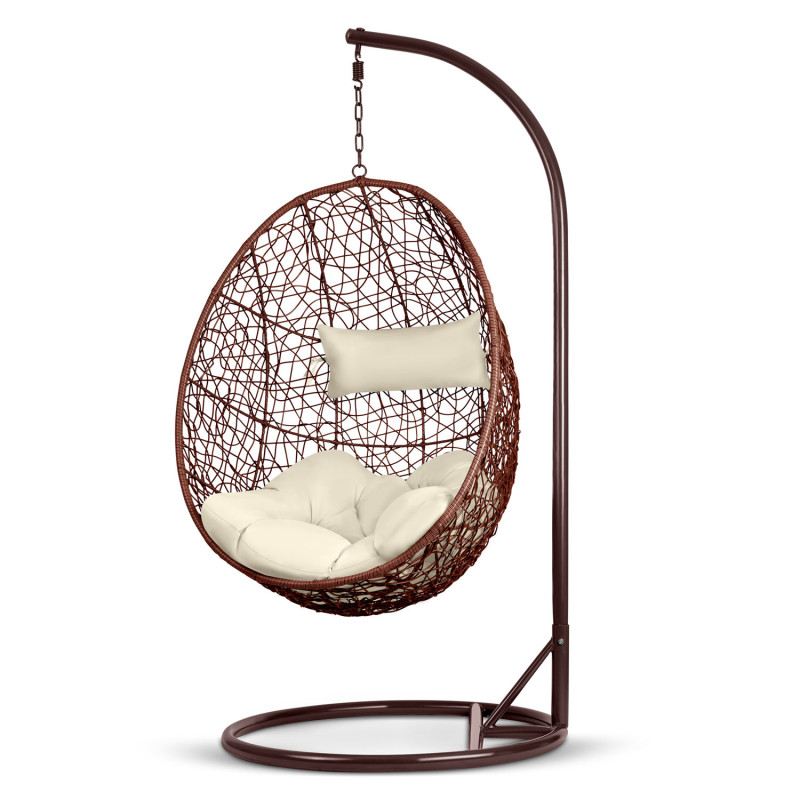 Brava rudas sodo pakabinamas fotelis + smėlio spalvos pagalvėlės Sofotel