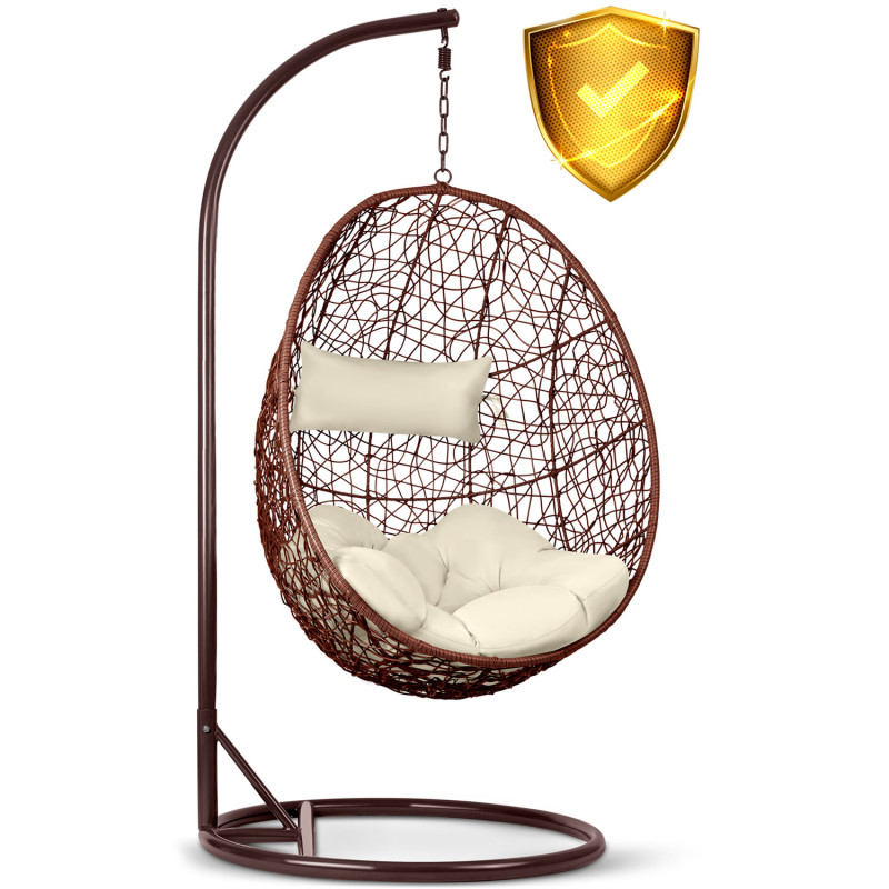 Brava rudas sodo pakabinamas fotelis + smėlio spalvos pagalvėlės Sofotel