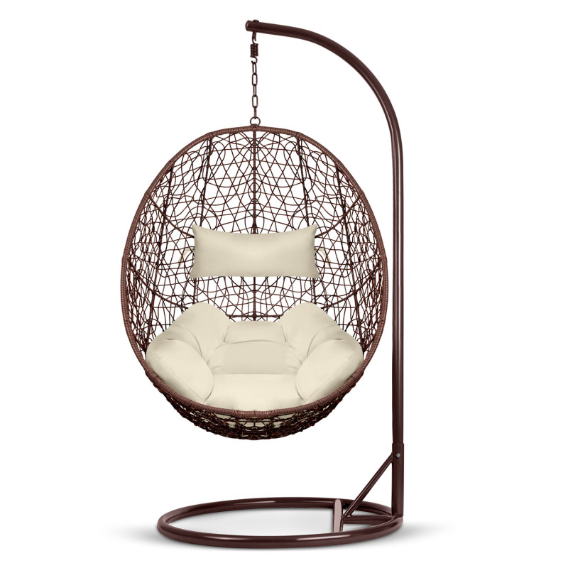 Brava rudas sodo pakabinamas fotelis + smėlio spalvos pagalvėlės Sofotel