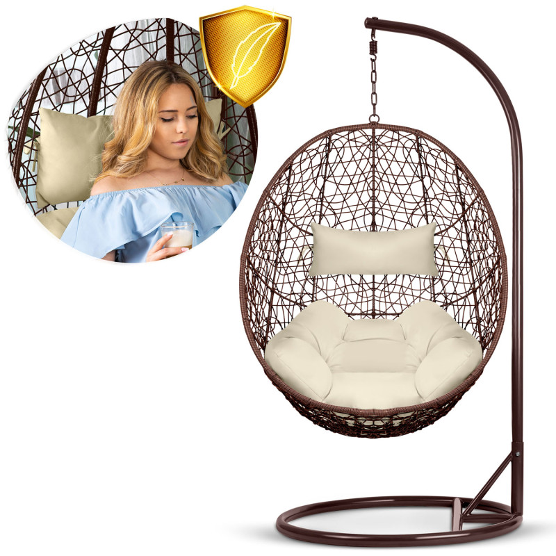 Brava rudas sodo pakabinamas fotelis + smėlio spalvos pagalvėlės Sofotel