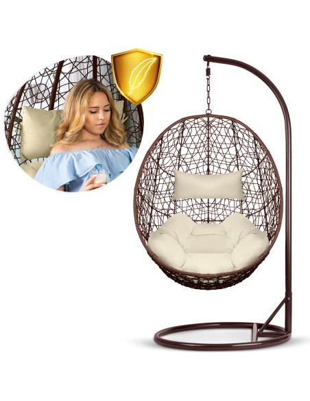 Brava rudas sodo pakabinamas fotelis + smėlio spalvos pagalvėlės Sofotel Brava rudas sodo pakabinamas fotelis + smėlio spalvos pagalvėlės Sofotel