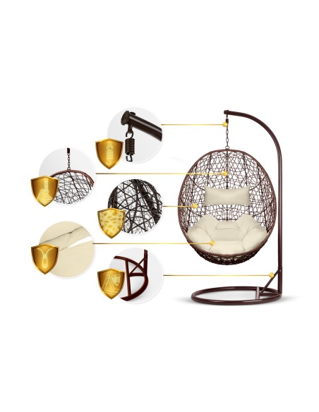 Brava rudas sodo pakabinamas fotelis + smėlio spalvos pagalvėlės Sofotel Brava rudas sodo pakabinamas fotelis + smėlio spalvos pagalvėlės Sofotel