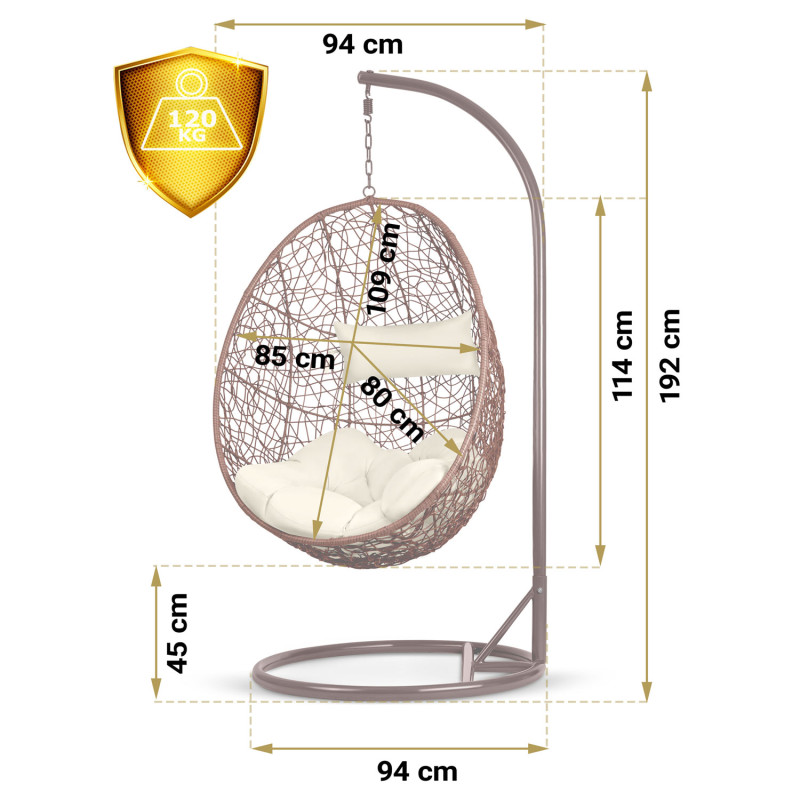 Brava rudas sodo pakabinamas fotelis + smėlio spalvos pagalvėlės Sofotel