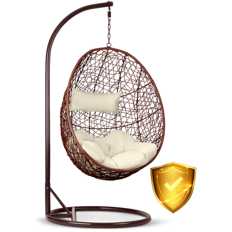 Brava rudas sodo pakabinamas fotelis + smėlio spalvos pagalvėlės Sofotel