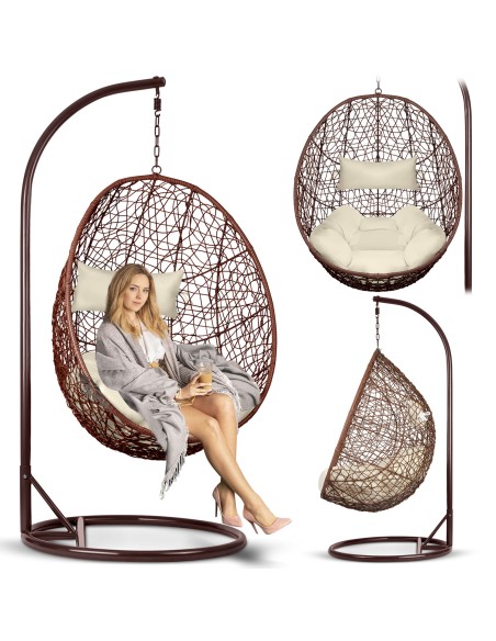 Brava rudas sodo pakabinamas fotelis + smėlio spalvos pagalvėlės Sofotel Brava rudas sodo pakabinamas fotelis + smėlio spalvos pagalvėlės Sofotel