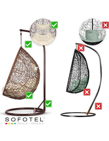 Brava rudas sodo pakabinamas fotelis + smėlio spalvos pagalvėlės Sofotel Brava rudas sodo pakabinamas fotelis + smėlio spalvos pagalvėlės Sofotel