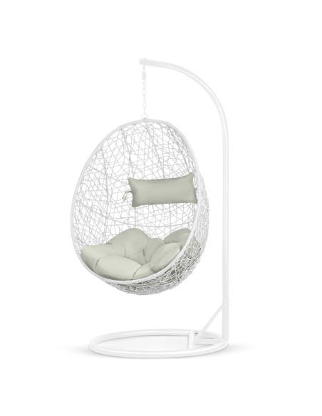 Pakabinamas sodo fotelis Brava baltas + Sofotel pilkos pagalvėlės Pakabinamas sodo fotelis Brava baltas + Sofotel pilkos pagalvėlės