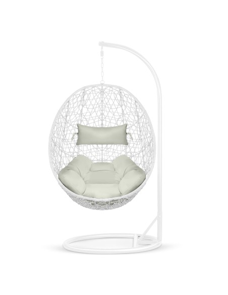 Pakabinamas sodo fotelis Brava baltas + Sofotel pilkos pagalvėlės Pakabinamas sodo fotelis Brava baltas + Sofotel pilkos pagalvėlės