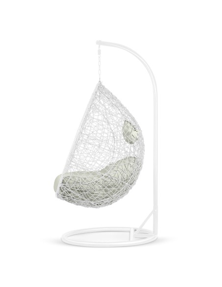 Pakabinamas sodo fotelis Brava baltas + Sofotel pilkos pagalvėlės Pakabinamas sodo fotelis Brava baltas + Sofotel pilkos pagalvėlės