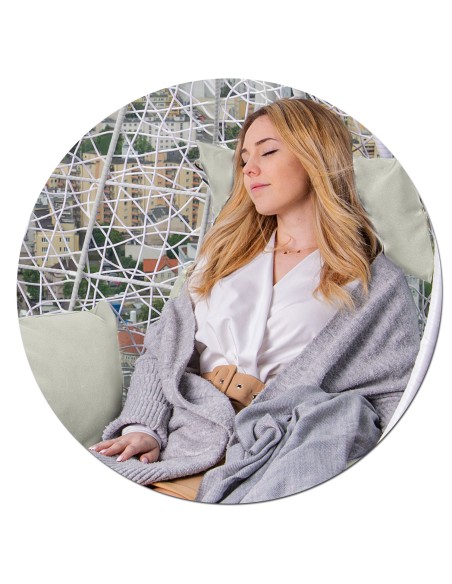 Pakabinamas sodo fotelis Brava baltas + Sofotel pilkos pagalvėlės Pakabinamas sodo fotelis Brava baltas + Sofotel pilkos pagalvėlės