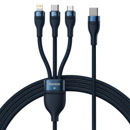 „Flash Series II“ laidas USB-C USB A tipo „iPhone Lightning“ microUSB 100 W 1,5 m mėlynas