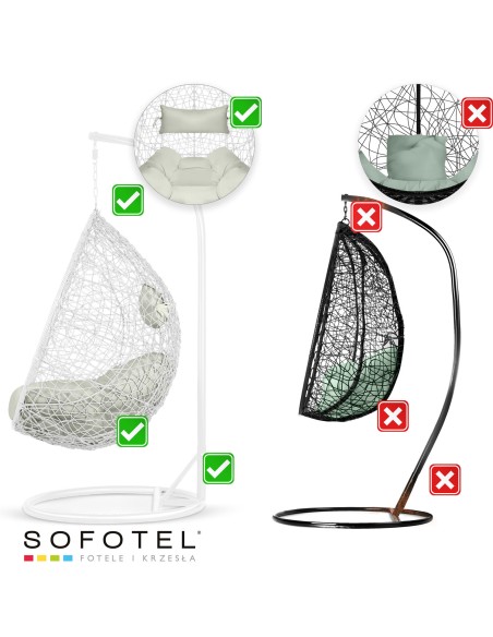 Pakabinamas sodo fotelis Brava baltas + Sofotel pilkos pagalvėlės Pakabinamas sodo fotelis Brava baltas + Sofotel pilkos pagalvėlės