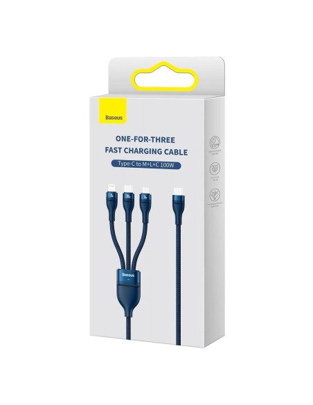 „Flash Series II“ laidas USB-C USB A tipo „iPhone Lightning“ microUSB 100 W 1,5 m mėlynas „Flash Series II“ laidas USB-C USB A tipo „iPhone Lightning“ microUSB 100 W 1,5 m mėlynas