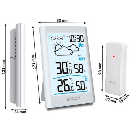 Meteorologinė stotis su ekranu BD-911 balta Meteorologinė stotis su ekranu BD-911 balta