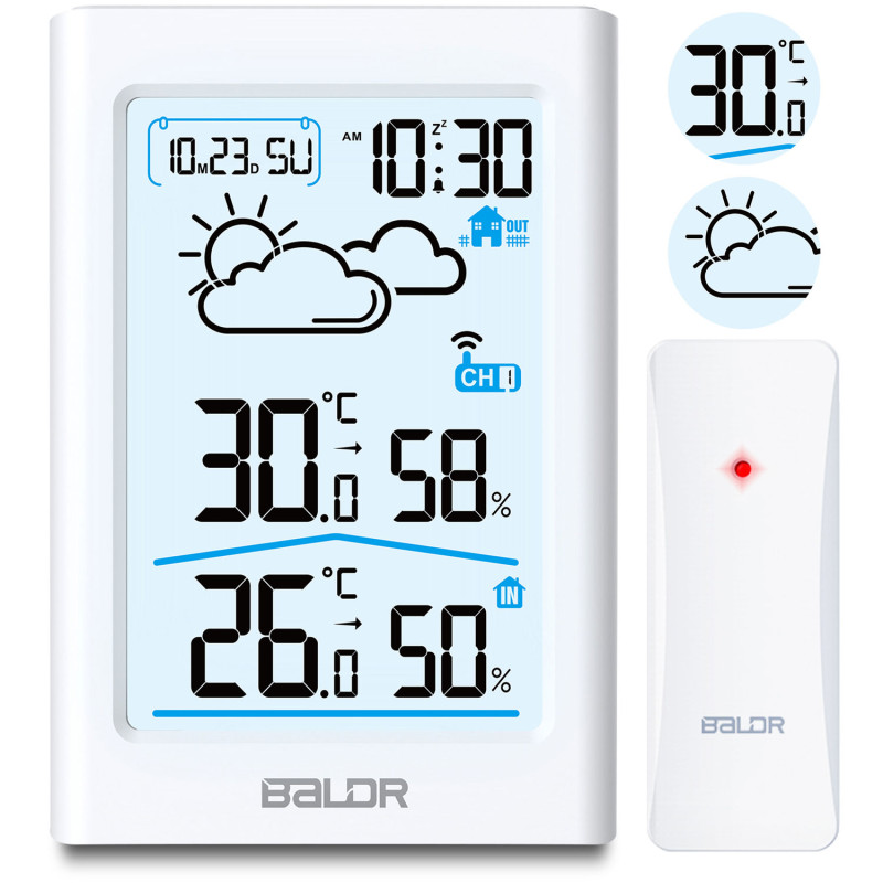 Meteorologinė stotis su ekranu BD-911 balta