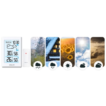 Meteorologinė stotis su ekranu BD-911 balta Meteorologinė stotis su ekranu BD-911 balta