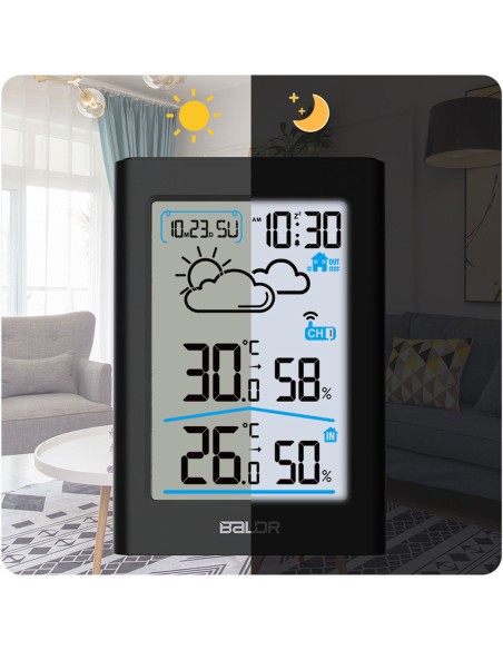 Meteorologinė stotis su ekranu BD-911 juoda Meteorologinė stotis su ekranu BD-911 juoda