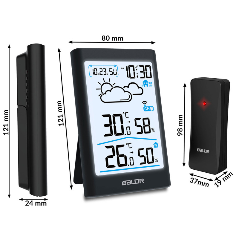 Meteorologinė stotis su ekranu BD-911 juoda