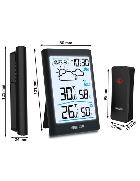 Meteorologinė stotis su ekranu BD-911 juoda Meteorologinė stotis su ekranu BD-911 juoda