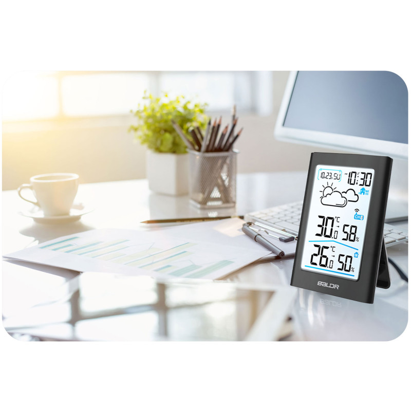 Meteorologinė stotis su ekranu BD-911 juoda