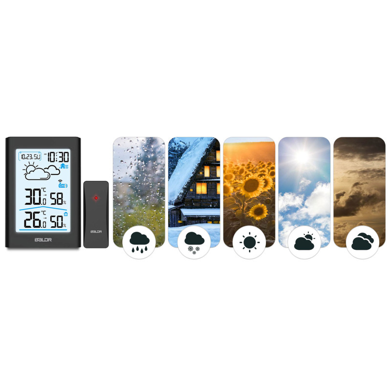 Meteorologinė stotis su ekranu BD-911 juoda