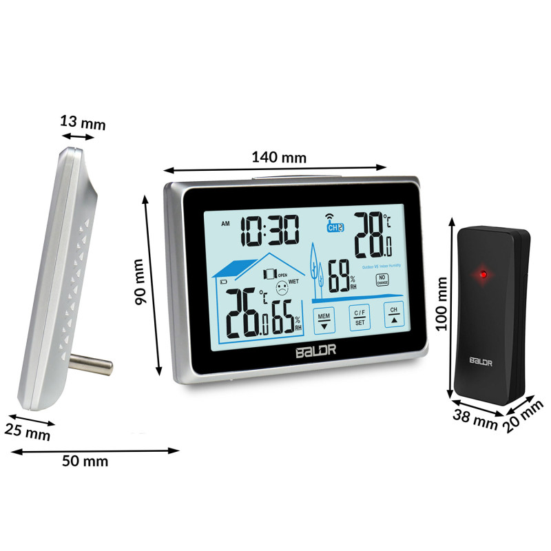 Meteorologinė stotis su ekranu BD-910 juoda