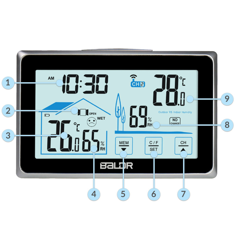 Meteorologinė stotis su ekranu BD-910 juoda