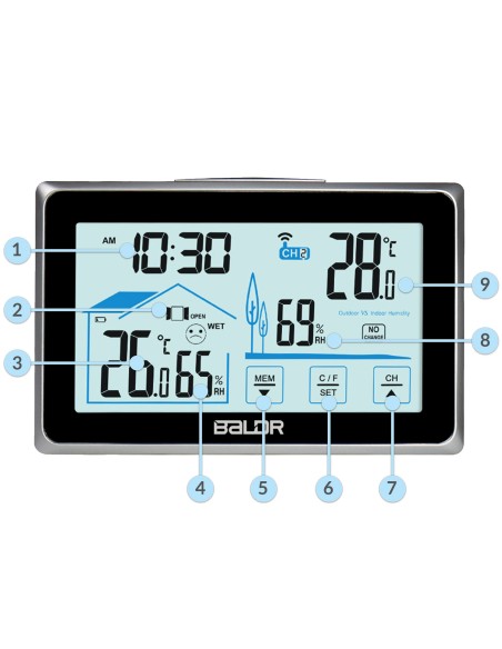 Meteorologinė stotis su ekranu BD-910 juoda Meteorologinė stotis su ekranu BD-910 juoda