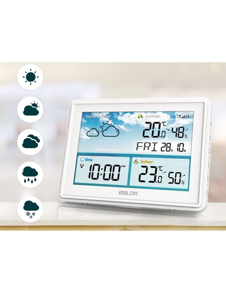 Meteorologinė stotis su ekranu BD-909 balta Meteorologinė stotis su ekranu BD-909 balta