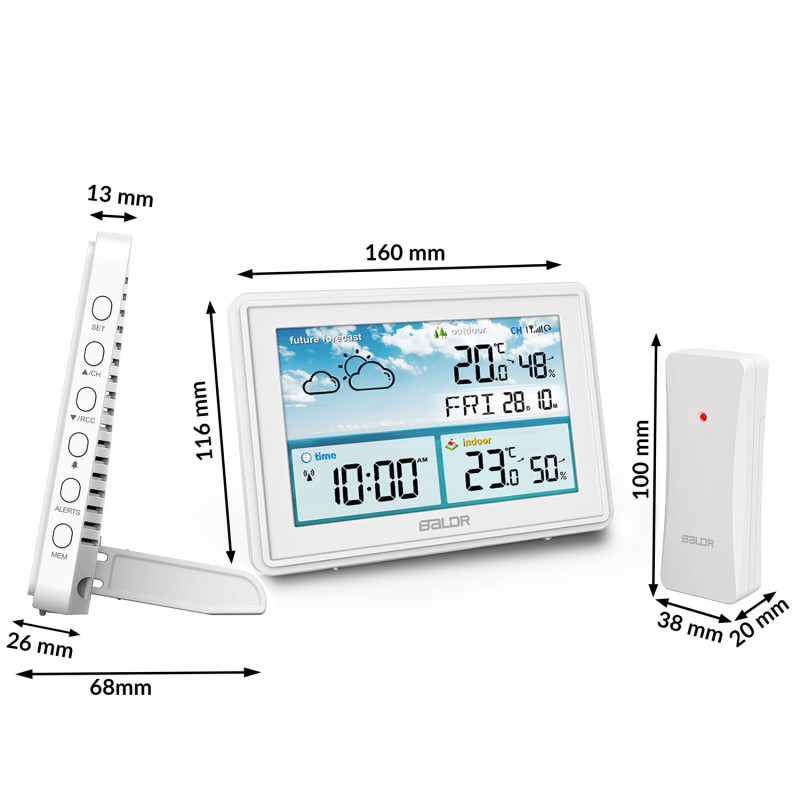 Meteorologinė stotis su ekranu BD-909 balta