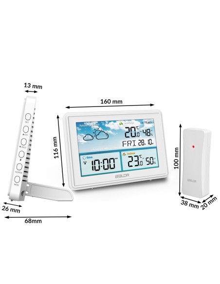 Meteorologinė stotis su ekranu BD-909 balta Meteorologinė stotis su ekranu BD-909 balta