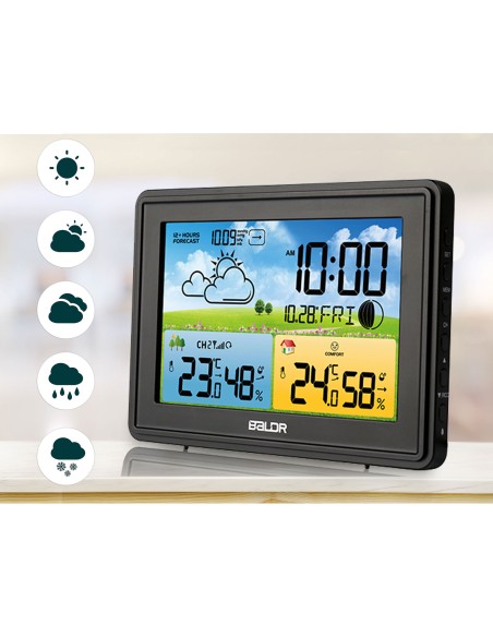 Meteorologinė stotis su ekranu BD-908 juoda Meteorologinė stotis su ekranu BD-908 juoda