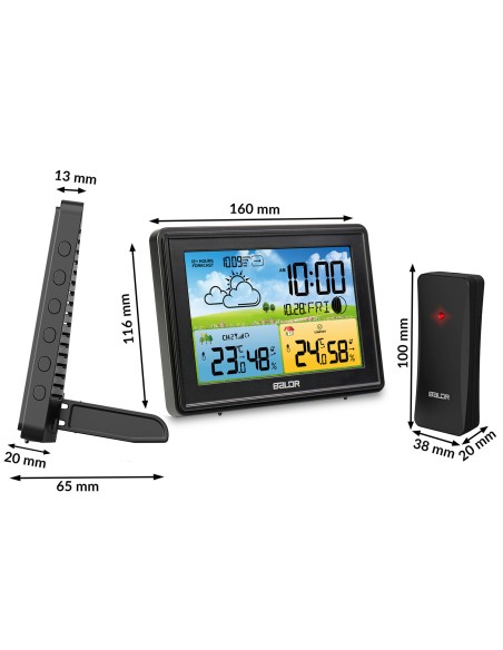 Meteorologinė stotis su ekranu BD-908 juoda Meteorologinė stotis su ekranu BD-908 juoda