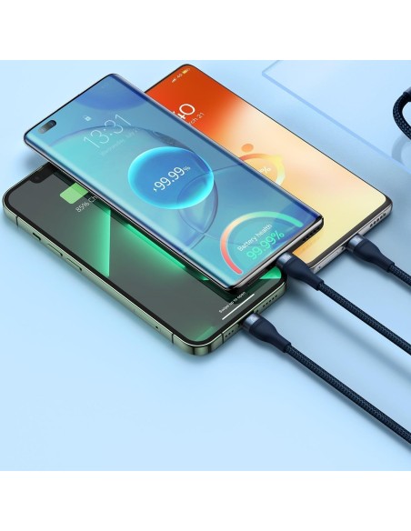 „Flash Series II“ laidas USB-C USB A tipo „iPhone Lightning“ microUSB 100 W 1,5 m mėlynas „Flash Series II“ laidas USB-C USB A tipo „iPhone Lightning“ microUSB 100 W 1,5 m mėlynas