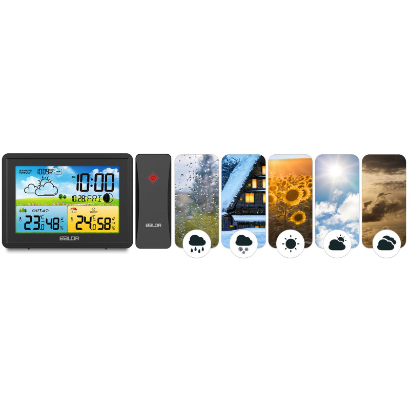 Meteorologinė stotis su ekranu BD-908 juoda