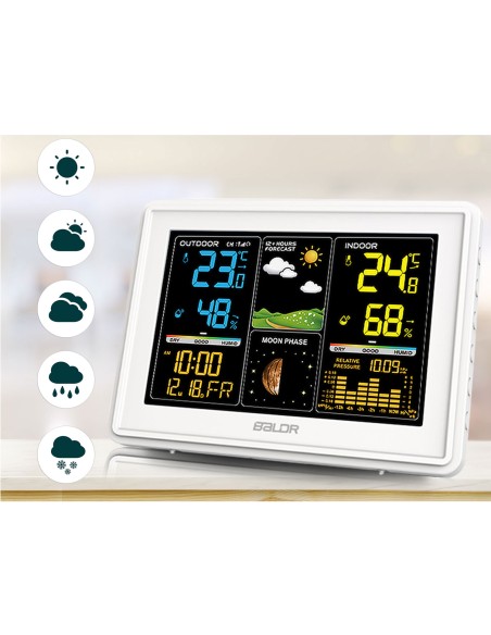 Meteorologinė stotis su ekranu BD-907 balta Meteorologinė stotis su ekranu BD-907 balta
