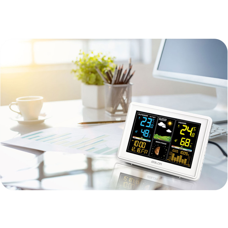 Meteorologinė stotis su ekranu BD-907 balta