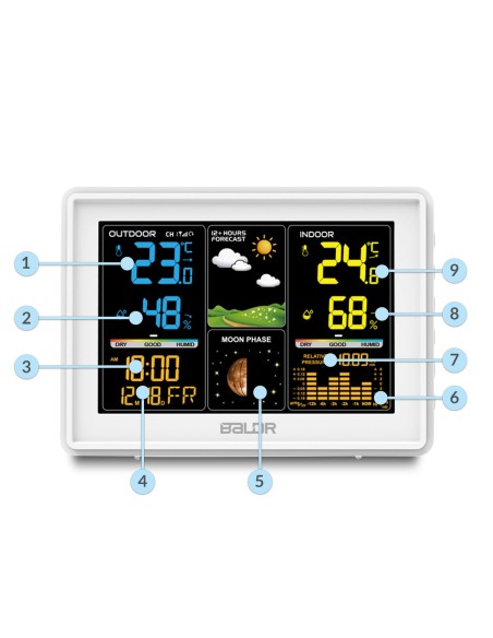 Meteorologinė stotis su ekranu BD-907 balta Meteorologinė stotis su ekranu BD-907 balta