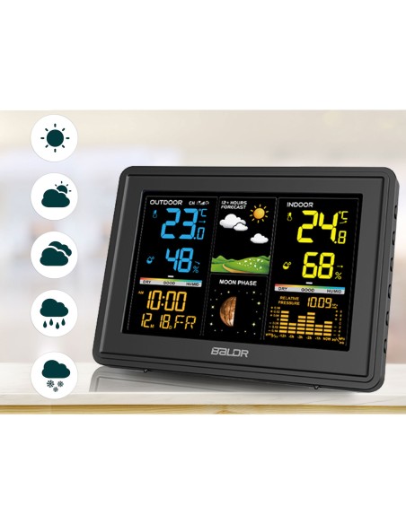 Meteorologinė stotis su ekranu BD-907 juoda Meteorologinė stotis su ekranu BD-907 juoda