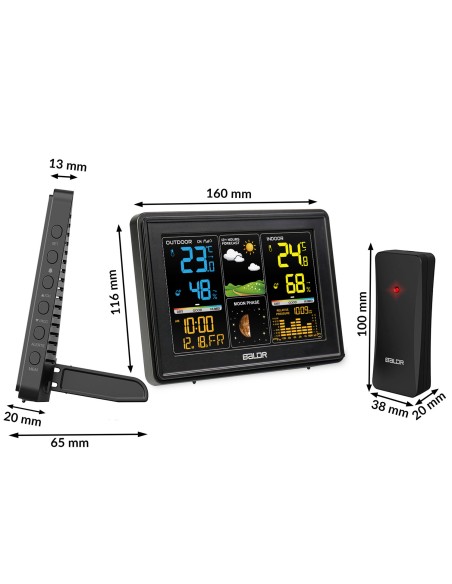 Meteorologinė stotis su ekranu BD-907 juoda Meteorologinė stotis su ekranu BD-907 juoda