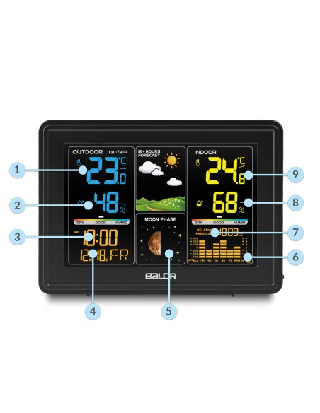 Meteorologinė stotis su ekranu BD-907 juoda Meteorologinė stotis su ekranu BD-907 juoda