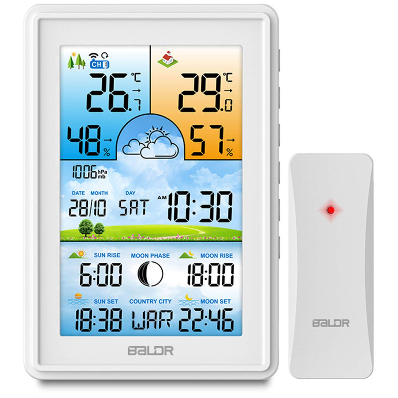 Meteorologinė stotis su ekranu BD-906 balta