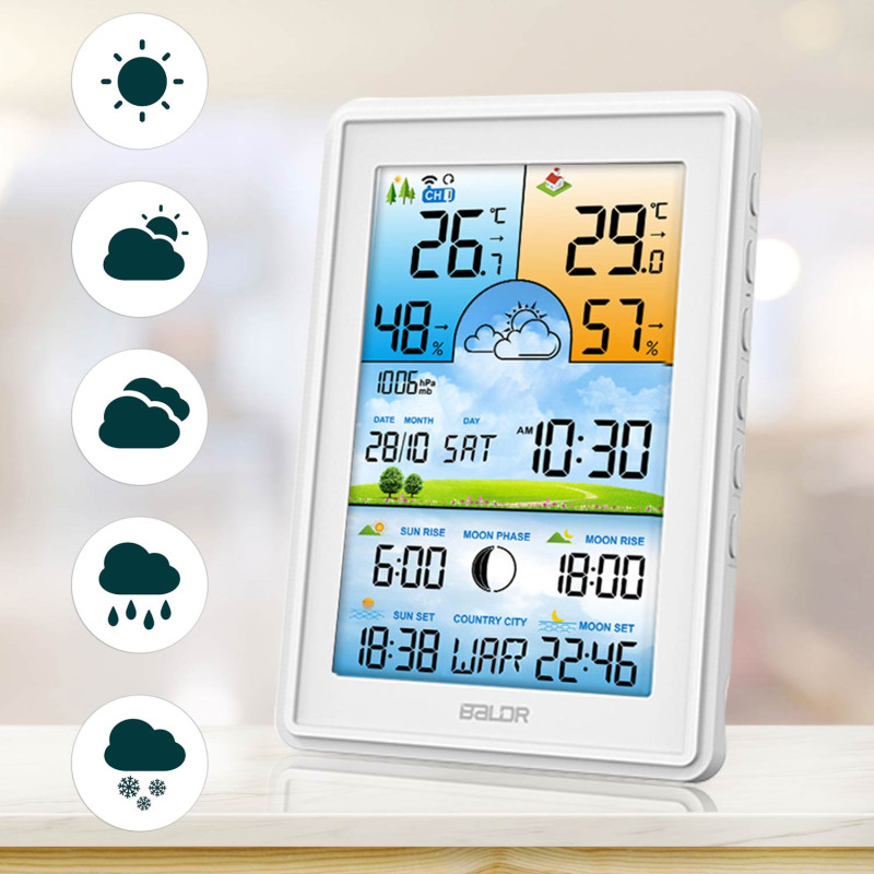 Meteorologinė stotis su ekranu BD-906 balta